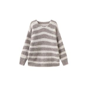 Cubic Striped Round Neck Knit Sweater Coffee UN female