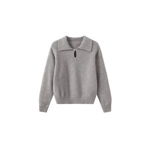 Cubic Classic Knit Sweater with Collar Gray UN female
