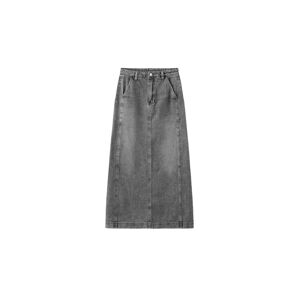 Cubic High Waisted A-line Denim Skirt Gray XL female