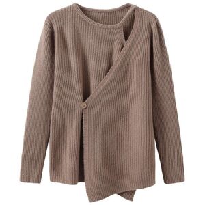 Cubic Crossover Ribbed Knit Jumper Khaki UN female