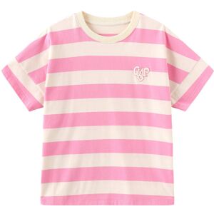 CUBIC Heart Oversized Striped T-Shirt Pink M female