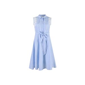 Cubic Plaid and Lace Sleeveless Shirt Dress LightSteelBlue S female