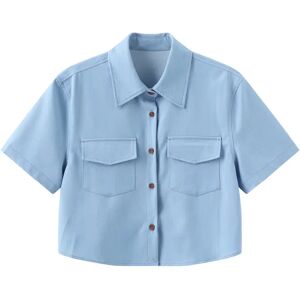 Cubic Light Blue Cropped Shirt SkyBlue UN female