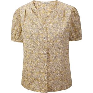 Cubic Floral Short Sleeve Cotton Shirt Yellow UN female