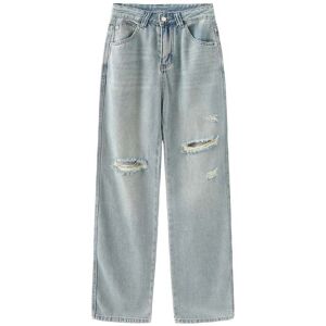 Cubic Light Wash Distressed Jeans Light Blue L female