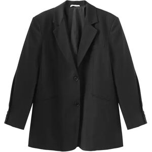 Cubic Oversized Shoulder Single Breasted Blazer with Wool Blend Black UN female