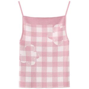 Cubic Checkered Knit Camisole top Pink L female