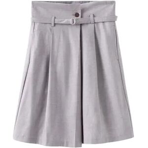 Cubic A-line Round Skirt with Wool Blend Gray M female