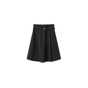 Cubic A-line Round Skirt with Wool Blend Black L female