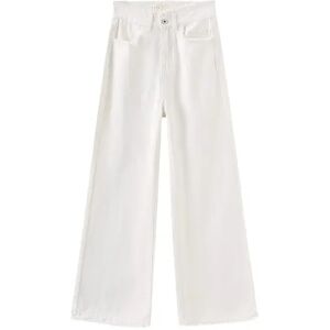 Cubic Raw Edge Wide Leg Jeans White M female