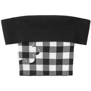 Cubic Off-Shoulder Checkered Knit Cami Top Black L female