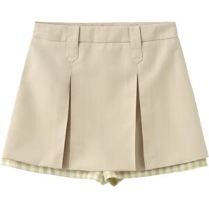 Cubic Checkered Peekaboo Mini Skirt Khaki L female