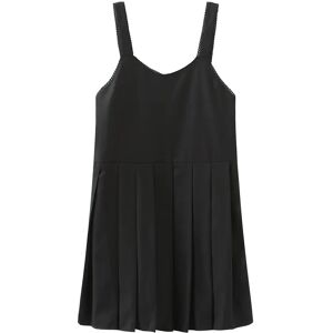 Cubic Thick Strap Pleated Short Dress Black UN female