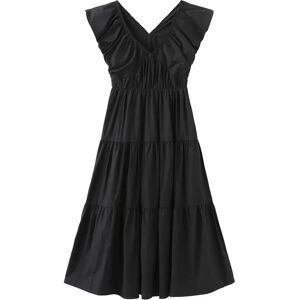 Cubic V-Neck Ruched Tiered Dress Black S female