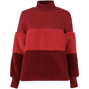 Cubic Casual Small High Neck Pullover Splicing Sweatshirt Wine red XL female