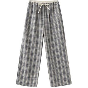 Cubic Plaid Straight Leg Casual Pants Gray S female