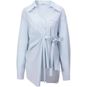 Cubic Asymmetrical Long Shirt With Front Tie Light Blue UN female