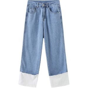 Cubic Blue and White Turn-Up Jeans LightSteelBlue L female