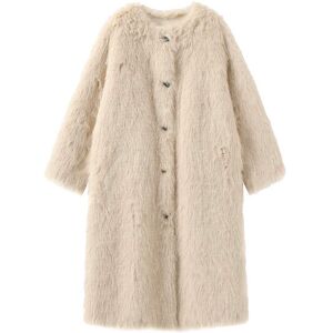 Cubic Cream Furry Long Coat Cream M female