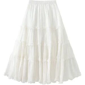 Cubic A-line Ruffled White Cake skirt White UN female