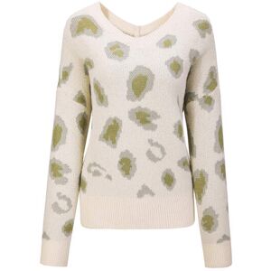 Cubic V-Neck Leopard Print Sweater Beige UN female