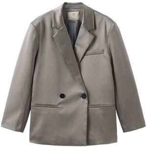 Cubic Double Breasted Oversized Boyfriend Blazer Gray M female