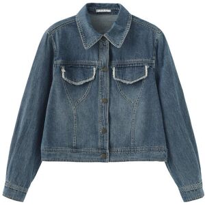 Cubic Acid Wash Dark Short Denim Jacket Dark Blue S female