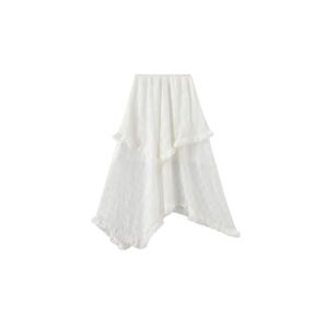 Cubic Lace Asymmetrical Layered Maxi Skirt White S female