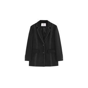 Cubic Single Breasted Contrast Topstitch Long Blazer Black S female