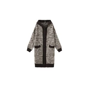 Cubic Contrasting Hooded Long Knitted Cardigan Coffee UN female