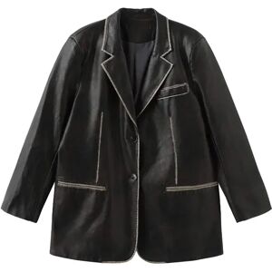 Cubic Black Faux Leather Blazer Black M female