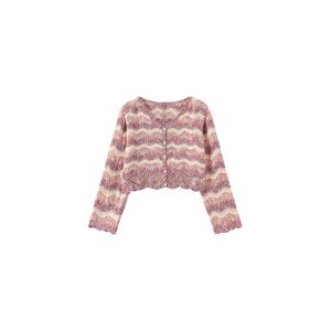 Cubic Hollow Jacquard Knitted Cardigan Pink UN female