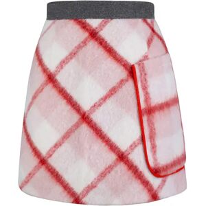 Cubic Plaid Woolen Skirt Pink S female