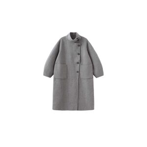 Cubic High Collar Asymmetric Wool Long Coat Gray UN female