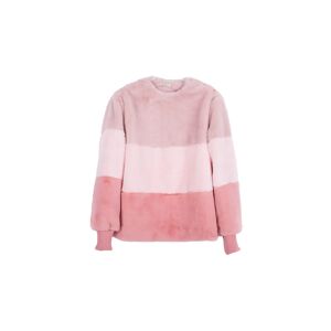 Cubic Fluffy Color Block Gradient Sweatshirt Pink M female