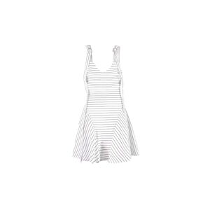 Cubic Striped Lace-Up Straps Draped Dress White M female