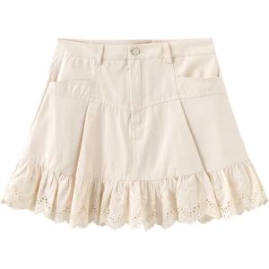 Cubic Wheat Lace Mini Skirt Apricot M female