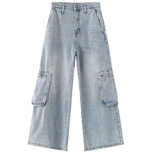 Cubic Wide Leg Cargo Jeans Light Blue S female