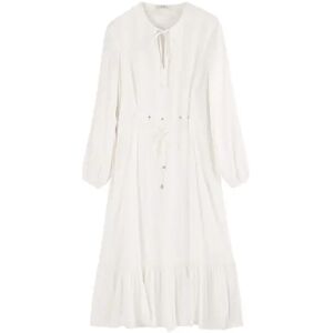 Cubic Tiered Long Sleeve A-line Dress White UN female