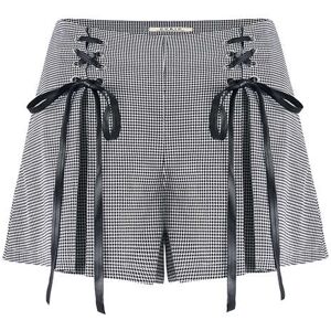 Cubic Lace Up Checkered Short Shorts Black XS female