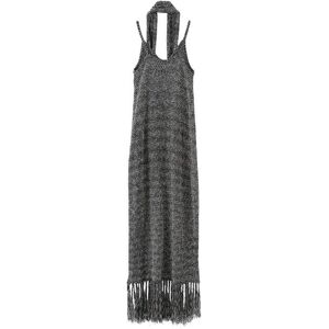 Cubic Tassel Knit Sling Midi Dress Gray UN female