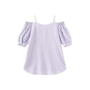 Cubic Off Shoulder Puff Sleeve Top Lavender XS female