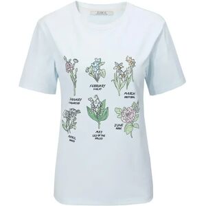 Cubic Flowers Print T-Shirt Baby Blue S female