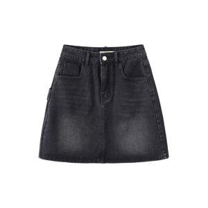 Cubic High Rise Denim Mini Skirt Black M female