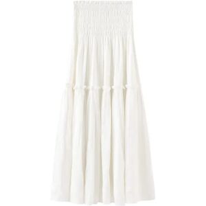 Cubic Single Tiered Smocked Midi Dress White M female