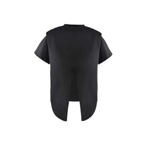 Cubic Shoulder Padded Short Sleeve Knot Cotton T-Shirt Black UN female