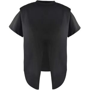 Cubic Shoulder Padded Short Sleeve Knot Cotton T-Shirt Black UN female