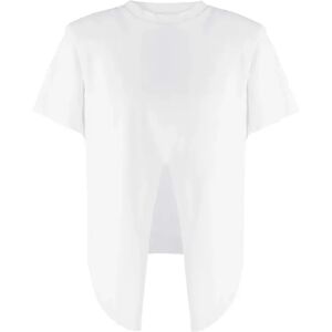 Cubic Shoulder Padded Short Sleeve Knot Cotton T-Shirt White UN female