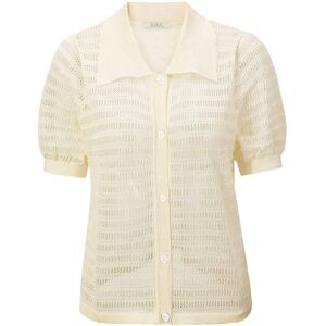 Cubic Polo Collar Short Sleeved Knit Cardigan Wheat UN female