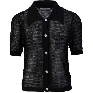 Cubic Polo Collar Short Sleeved Knit Cardigan Black UN female